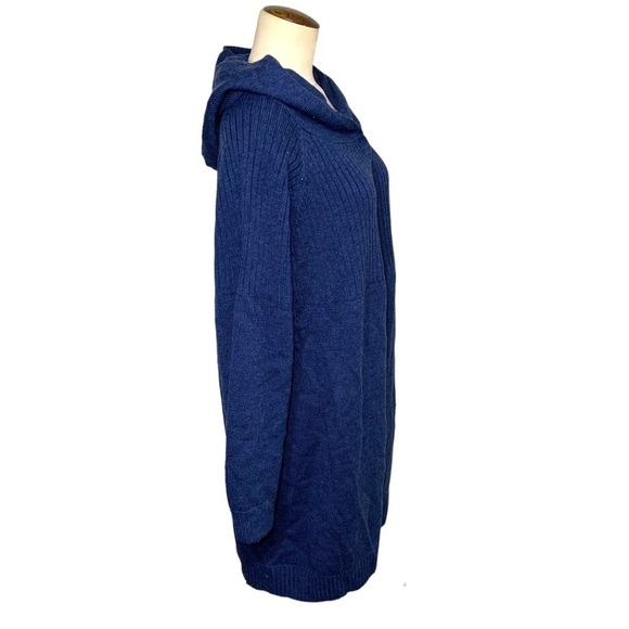 NWT Raffi Blue Hooded Cardigan Sweater Extra Fine Merino Wool Relax Minimalist S - Picture 2 of 14